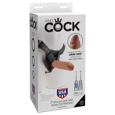 Proteza-Harness 7 Inch Uncut Cock