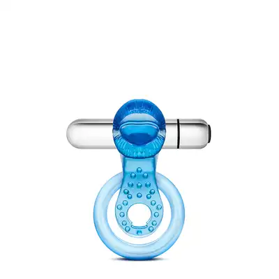 Pierścień-STAY HARD VIBRATING TONGUE RING BLUE