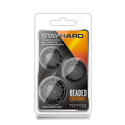 Zestaw-STAY HARD BEADED COCKRINGS BLACK