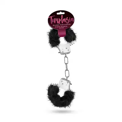 Kajdanki-TEMPTASIA PLUSH FUR CUFFS BLACK