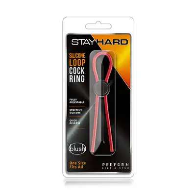 Pierścień-STAY HARD SILICONE LOOP COCK RING RED