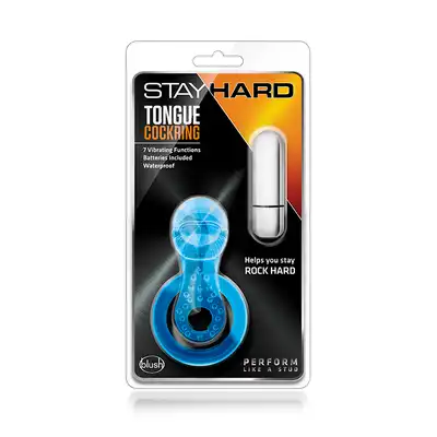 Pierścień-STAY HARD TONGUE COCKRING BLUE