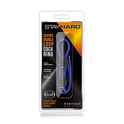 Pierścień-STAY HARD DOUBLE LOOP COCK RING BLUE