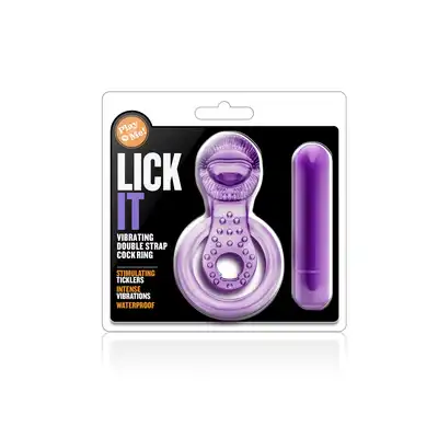 Blush - Lick It - podwójny pierścień wibrujący ze stymulatorem łechtaczki - fioletowy