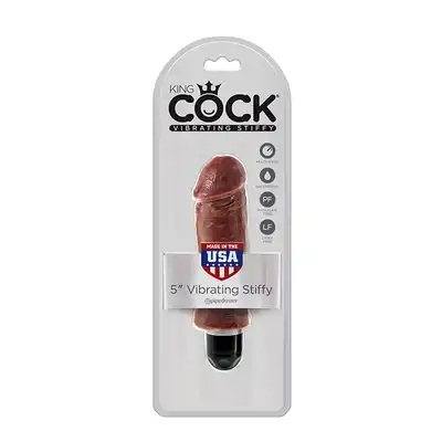 Wibrator-KING COCK 5INCH VIBRATING STIFFY BROWN