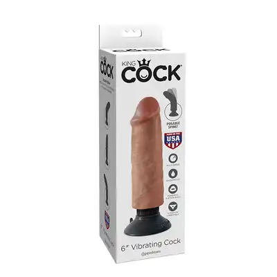 Wibrator-KING COCK 6INCH VIBRATING COCK TAN