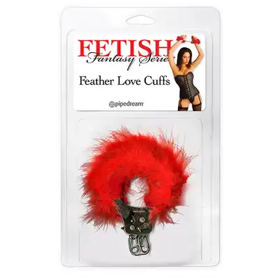 Kajdanki-FF FEATHER LOVE CUFFS RED