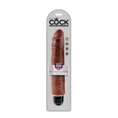 Wibrator-KING COCK 10INCH VIBRATING STIFFY BROWN
