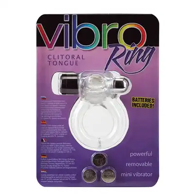 Pierścień-VIBRO RING CLITORAL TONGUE CLEAR