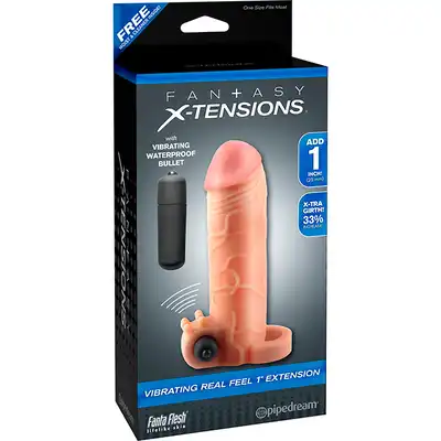 X-Tensions - Vibrating Real Feel 1. Wibrująca przedłużka z cyberskóry. Realistyczna