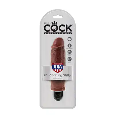 Wibrator-KING COCK 6INCH VIBRATING STIFFY BROWN