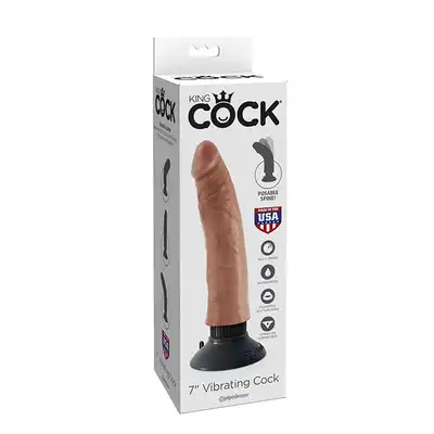Wibrator-KING COCK 7INCH VIBRATING COCK TAN