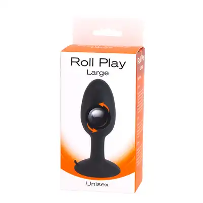 Plug-ROLL PLAY LARGE BLACK. Korek analny z wirujacą kulka metalową wewnątrz. Mega Sale!