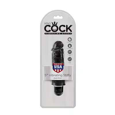 Wibrator-KING COCK 5INCH VIBRATING STIFFY BLACK