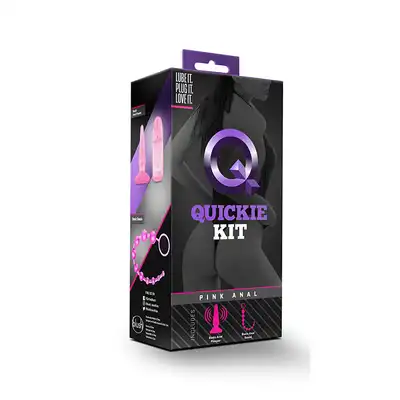 QUICKIE KIT - Analny zestaw startowy z wibrującym korkiem i koralikami, różowy. Mega sale!