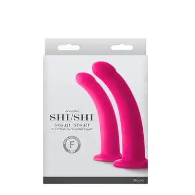 Ns Novelties - Śliczny  zestaw dla lesbijek-SHI/SHI , Sugar-Sugar Silicone pink. Aksamitne 2 Dilda do strapa lub osobno.