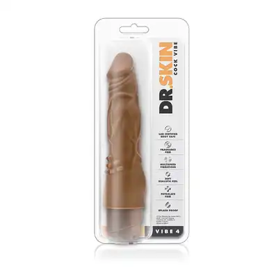 Wibrator-DR. SKIN COCK VIBE 4 8INCH COCK MOCHA