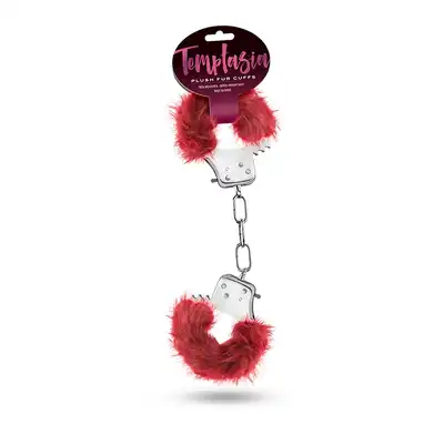 Kajdanki-TEMPTASIA PLUSH FUR CUFFS BURGUNDY