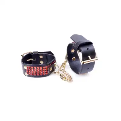 Fetish Boss Series Handcuffs with cristals 3 cm Red Line