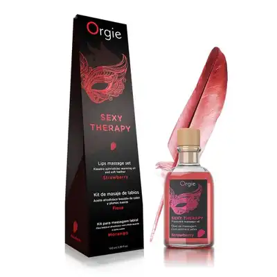 Orgie - Żel-LIPS MASSAGE KIT STRAWBERRY 100 ML. Żel afrodyzjakalny do masażu ustami . Truskawkowy.