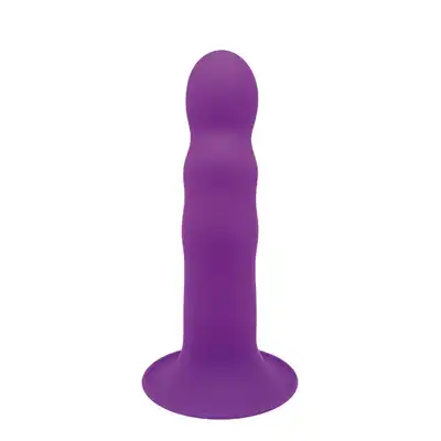 Solid Love od Dream Toys - Premium Ribbed Dildo Purple. Thermoreactive - innowacyjny materiał Silexpan.