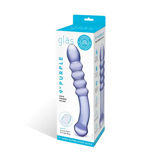 Glas- Rain Ribbed fioletowe dildo