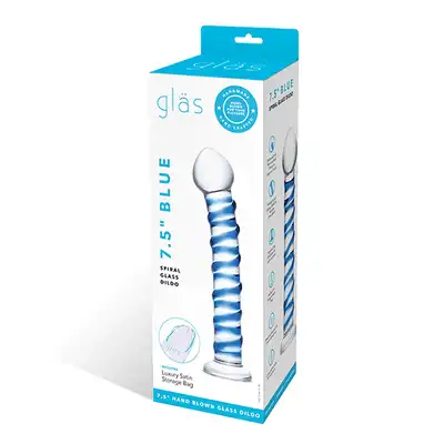 Blue Glass Dildo 7,5". Niebieskie Szklane dildo stymulujące punkt G