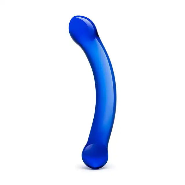 Glass Curved Dildo 6'' Dark Blue. Niebieskie Zakrzywione Szklane Dildo  do Stymulacji Punktu G