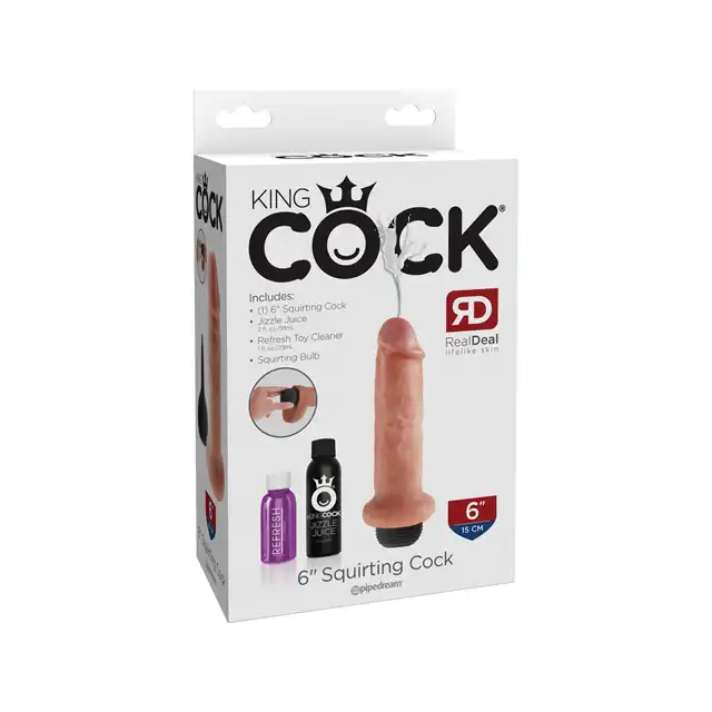 King Cock - Realistyczny penis z wytryskiem. Długość 15 cm. Sztuczna sperma w zestawie.