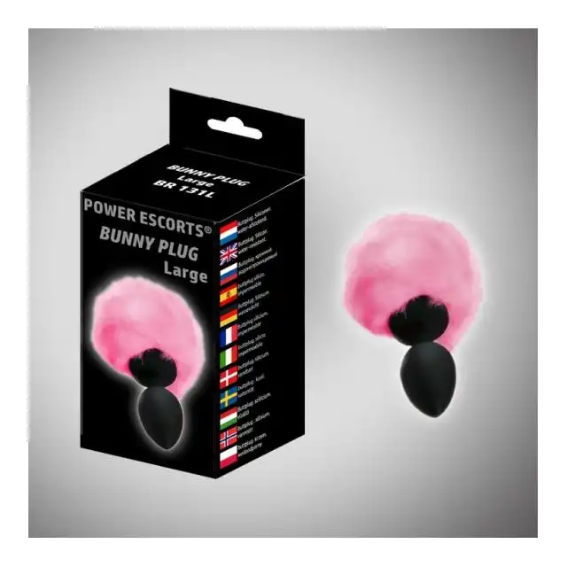 Power Escorts - Bunny Pink Plug L. Duża wtyczka analna z króliczym ogonem. 