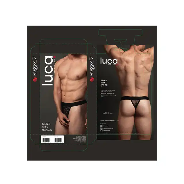 Luca - Men's Star Thong. Seksowne męskie stringi z gwiezdnym motywem. 