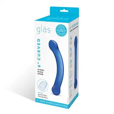 Glass Curved Dildo 6'' Dark Blue. Niebieskie Zakrzywione Szklane Dildo  do Stymulacji Punktu G
