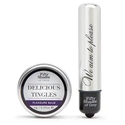Fifty Shades of Grey - Pleasure Overload. Zestaw idealny na prezent! Mini wibrator i krem zwiększający przyjemność.