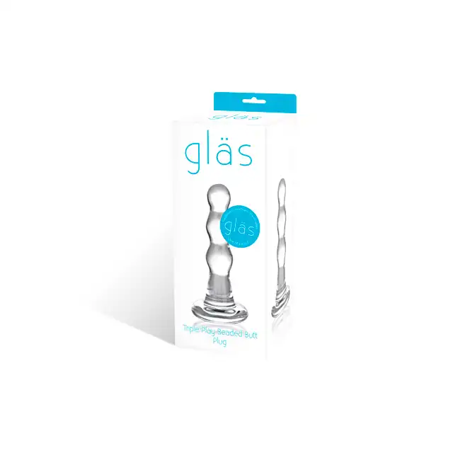Glas- Triple Play Beaded Glass Butt Plug szklane dildo 10 cm