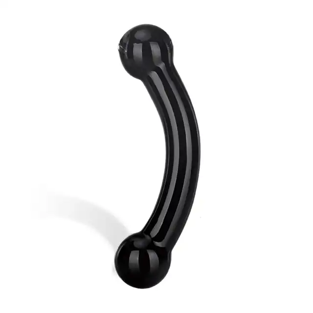 Double Bull Black Dildo.Podwójne Czarne Szklane Dildo