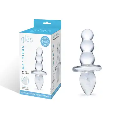 Glas - Titus. Szklany stopniowany dwustronny  korek analny. Bardzo atrakcyjna stymulacyjnie konstrukcja. 11,5 cm