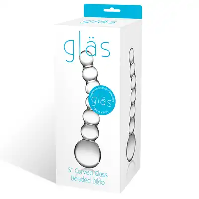 Glas - Curved Glass Beaded Dildo. Piękne, eleganckie szklane dildo zapewni Ci maksimum rozkoszy podczas namiętnej nocy. 