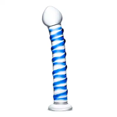 Blue Glass Dildo 7,5". Niebieskie Szklane dildo stymulujące punkt G