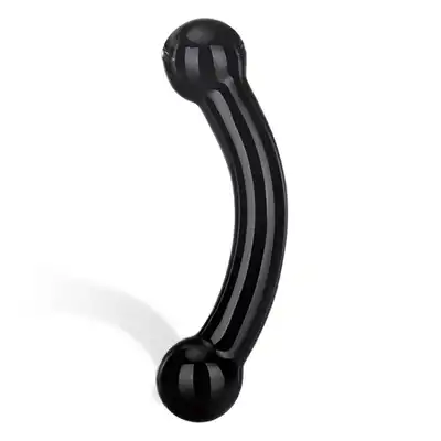 Double Bull Black Dildo.Podwójne Czarne Szklane Dildo