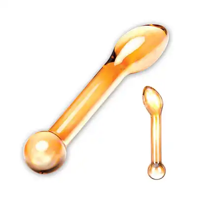 Honey Glass Dildo 7". Szklane Dildo w Kolorze Miodowym