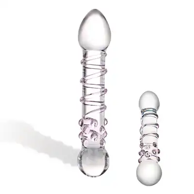 Glas- szklane dildo z wypustkami 18,5 cm 