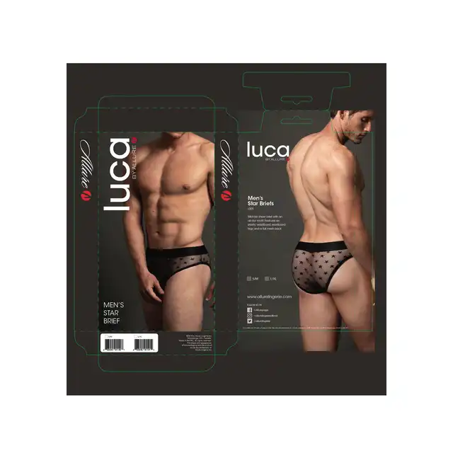 Luca - Men's Star Brief. Męskie dopasowane majtki z delikatnego materiału, motyw gwiezdny. 