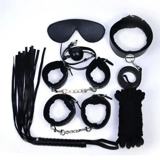 TOYZ4LOVERS - Bondage kit nero. Zestaw do zabawy BDSM. Kajdanki, kneble, liny i wiele więcej. Bestseller!