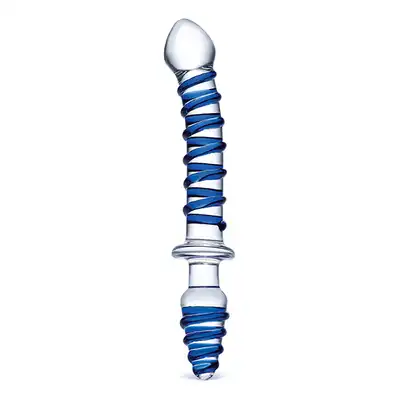 Glas- Mr. Swirly szklane dildo z zatyczką analną 