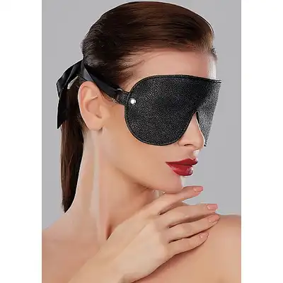Allure - Mask Ribbon Tie Up Black - czarna maska na oczy z satynowym wiązaniem 