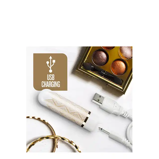 The Collection - Glitzy Deco Gold. Ultrasubtelny mini mocny wibrator na USB. Limited Edition.