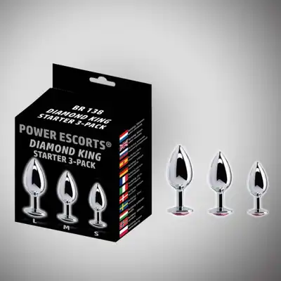 Power Escorts - King - zestaw 3 plugów analnych z diamentami. Nowość!