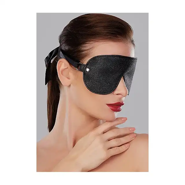 Allure - Mask Ribbon Tie Up Black - czarna maska na oczy z satynowym wiązaniem 