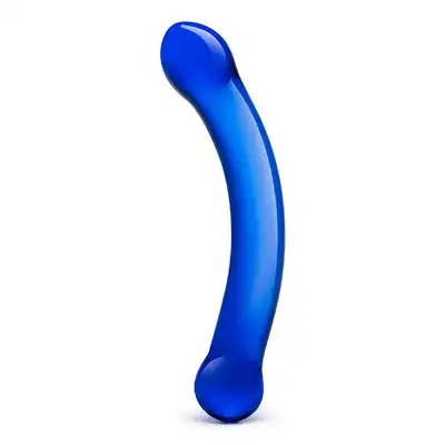 Glass Curved Dildo 6'' Dark Blue. Niebieskie Zakrzywione Szklane Dildo  do Stymulacji Punktu G
