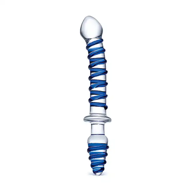 Glas- Mr. Swirly szklane dildo z zatyczką analną 